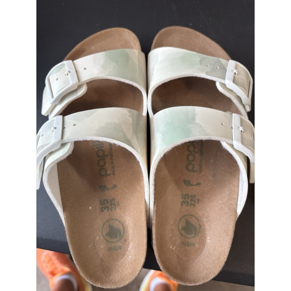 Birkis Papillio Platform Womens Size 35 US 4-4.5 Sandals Green Watercolor Vegan